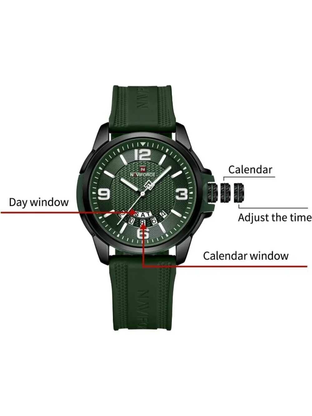 Unisex Green Analog Quartz Silicone Strap Sports Military Waterproof Wrist Watch